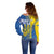 Custom Ukraine Football Off Shoulder Sweater Go Blue And Yellow Folk Pattern