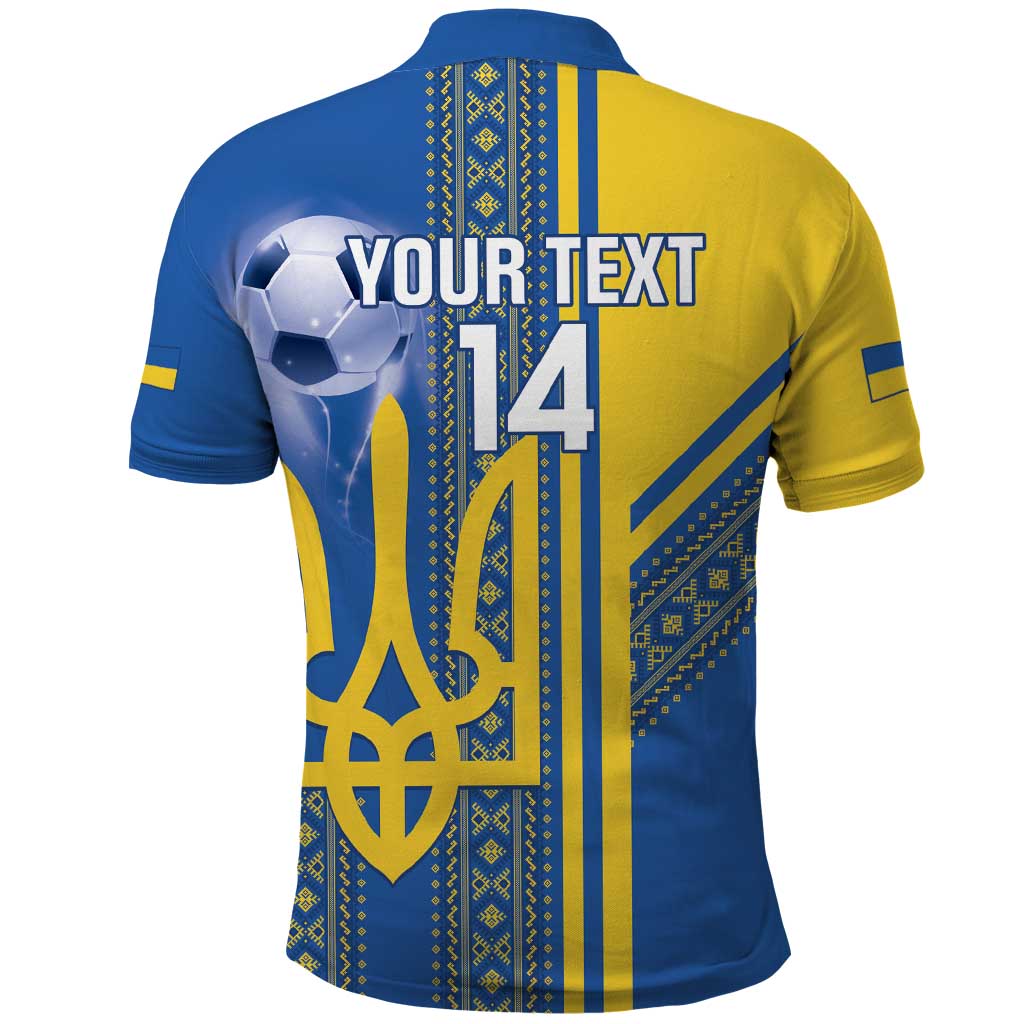 Custom Ukraine Football Polo Shirt Go Blue And Yellow Folk Pattern