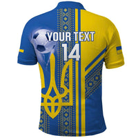 Custom Ukraine Football Polo Shirt Go Blue And Yellow Folk Pattern