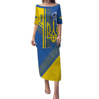 Custom Ukraine Football Puletasi Go Blue And Yellow Folk Pattern