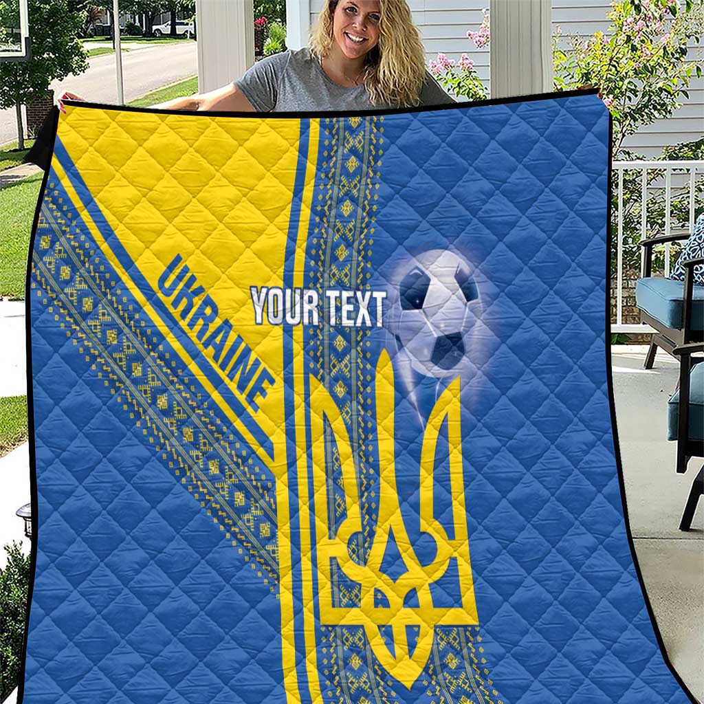 Custom Ukraine Football Quilt Go Blue And Yellow Folk Pattern