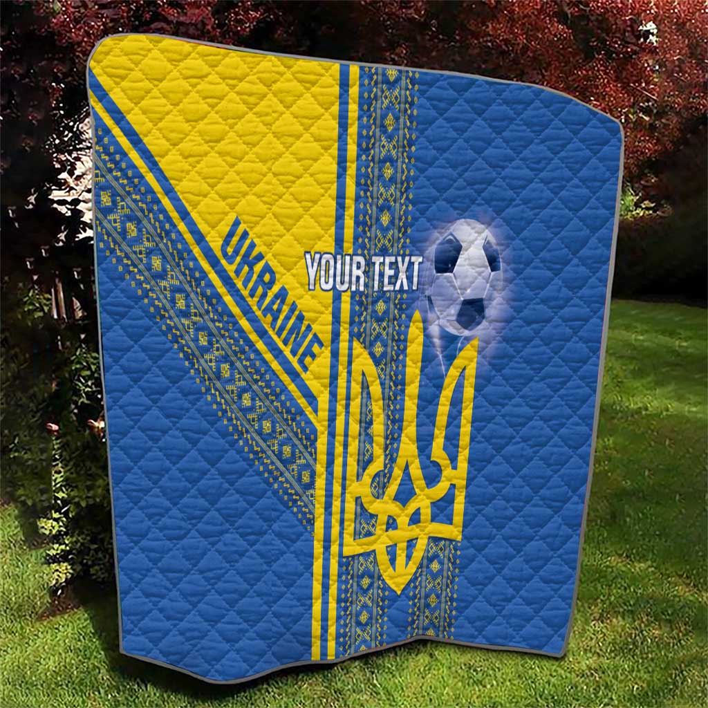 Custom Ukraine Football Quilt Go Blue And Yellow Folk Pattern