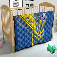 Custom Ukraine Football Quilt Go Blue And Yellow Folk Pattern