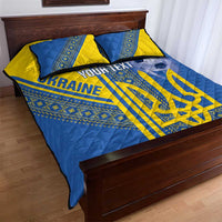 Custom Ukraine Football Quilt Bed Set Go Blue And Yellow Folk Pattern