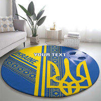 Custom Ukraine Football Round Carpet Go Blue And Yellow Folk Pattern