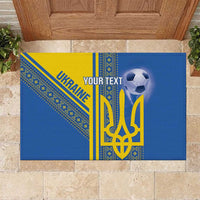 Custom Ukraine Football Rubber Doormat Go Blue And Yellow Folk Pattern