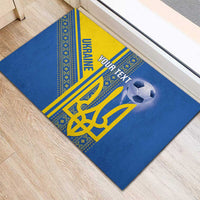Custom Ukraine Football Rubber Doormat Go Blue And Yellow Folk Pattern