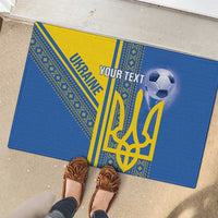 Custom Ukraine Football Rubber Doormat Go Blue And Yellow Folk Pattern