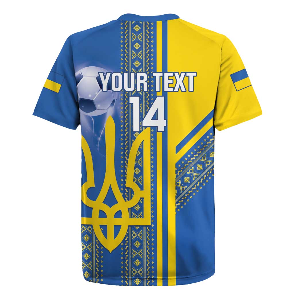 Custom Ukraine Football Rugby Jersey Go Blue And Yellow Folk Pattern