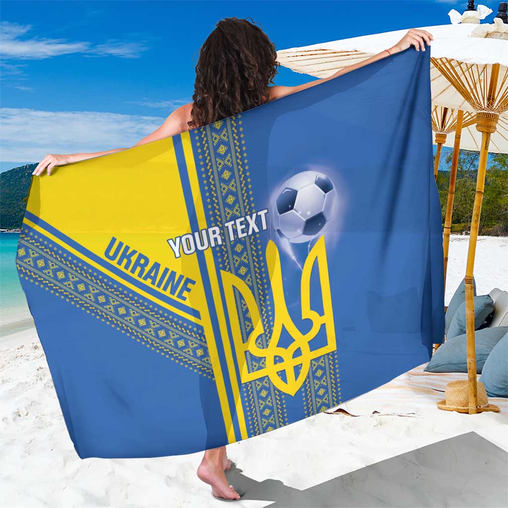 Custom Ukraine Football Sarong Go Blue And Yellow Folk Pattern
