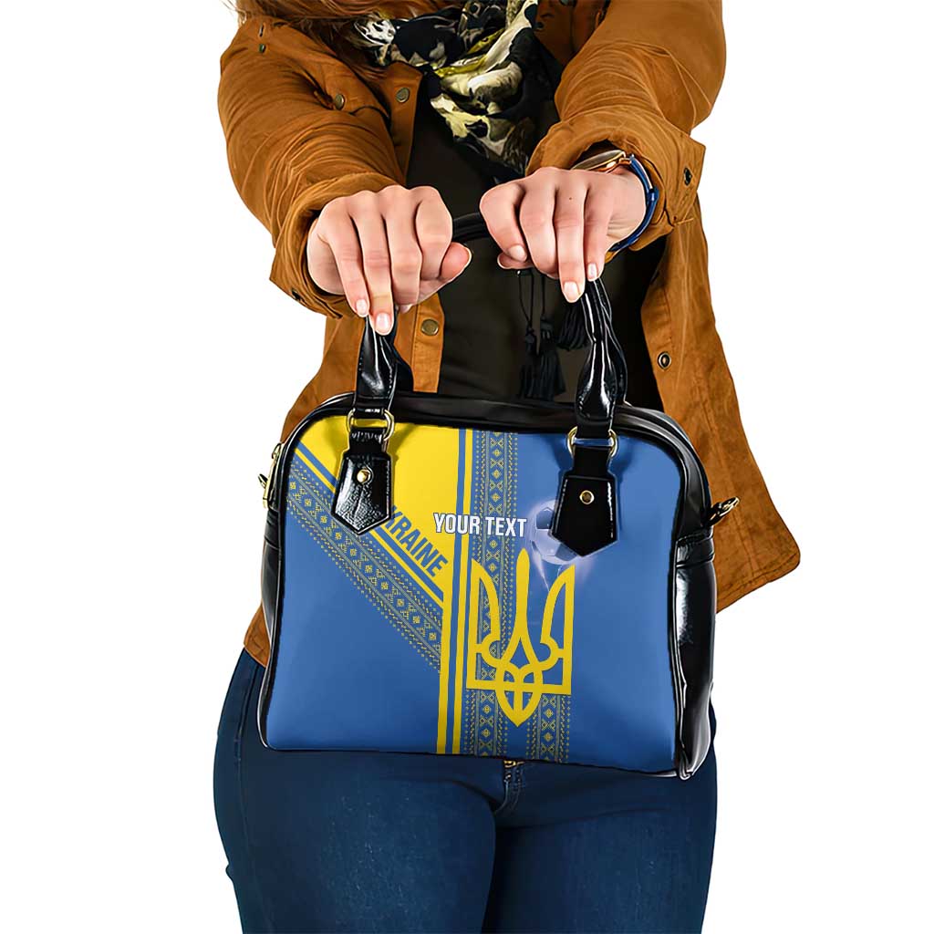 Custom Ukraine Football Shoulder Handbag Go Blue And Yellow Folk Pattern