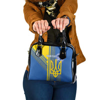 Custom Ukraine Football Shoulder Handbag Go Blue And Yellow Folk Pattern