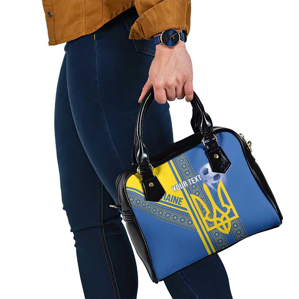 Custom Ukraine Football Shoulder Handbag Go Blue And Yellow Folk Pattern