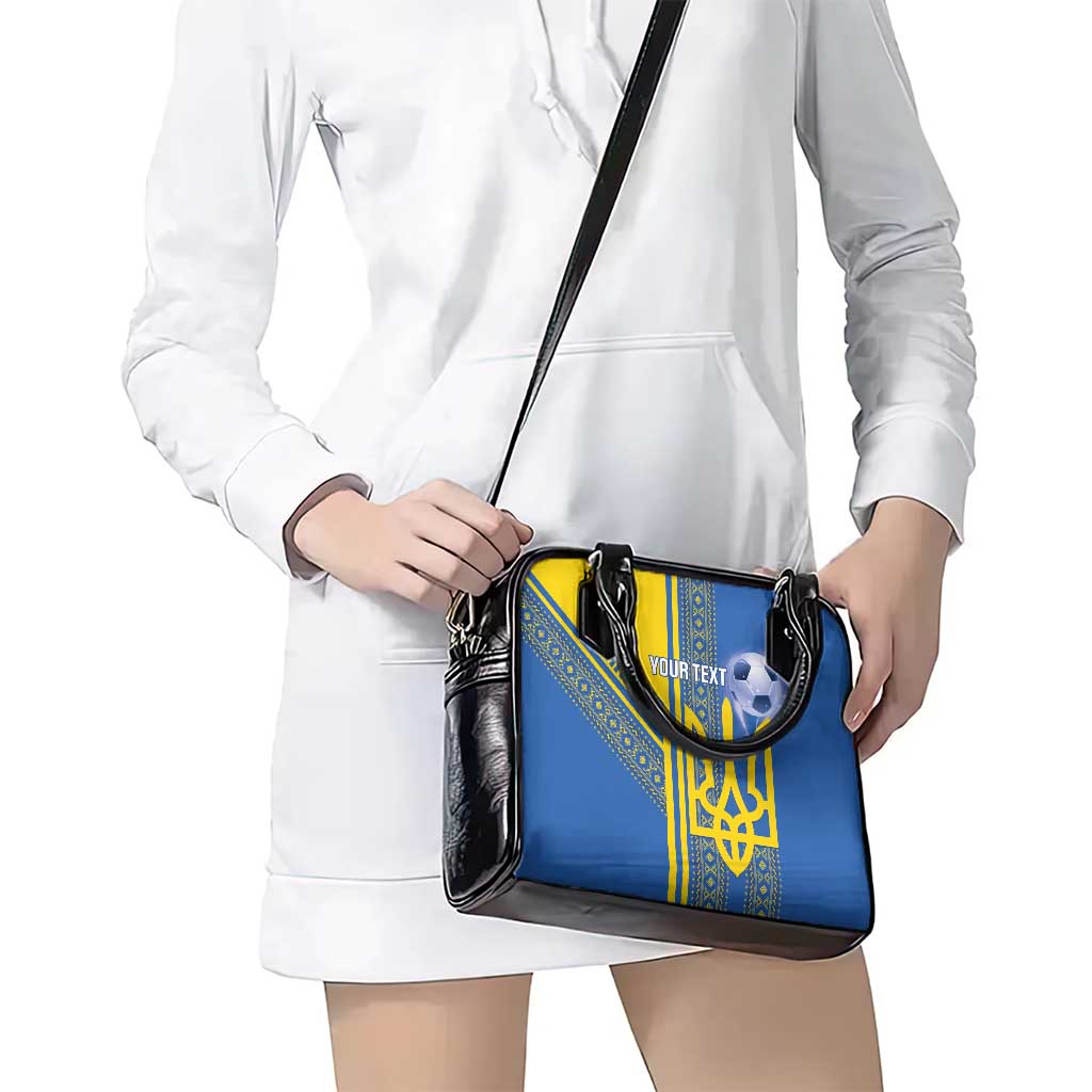 Custom Ukraine Football Shoulder Handbag Go Blue And Yellow Folk Pattern