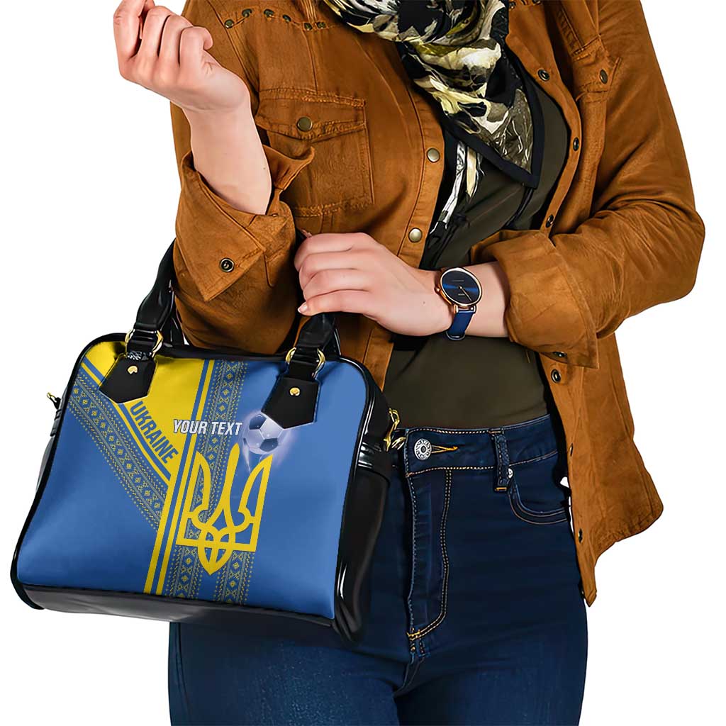Custom Ukraine Football Shoulder Handbag Go Blue And Yellow Folk Pattern