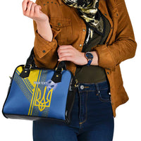 Custom Ukraine Football Shoulder Handbag Go Blue And Yellow Folk Pattern