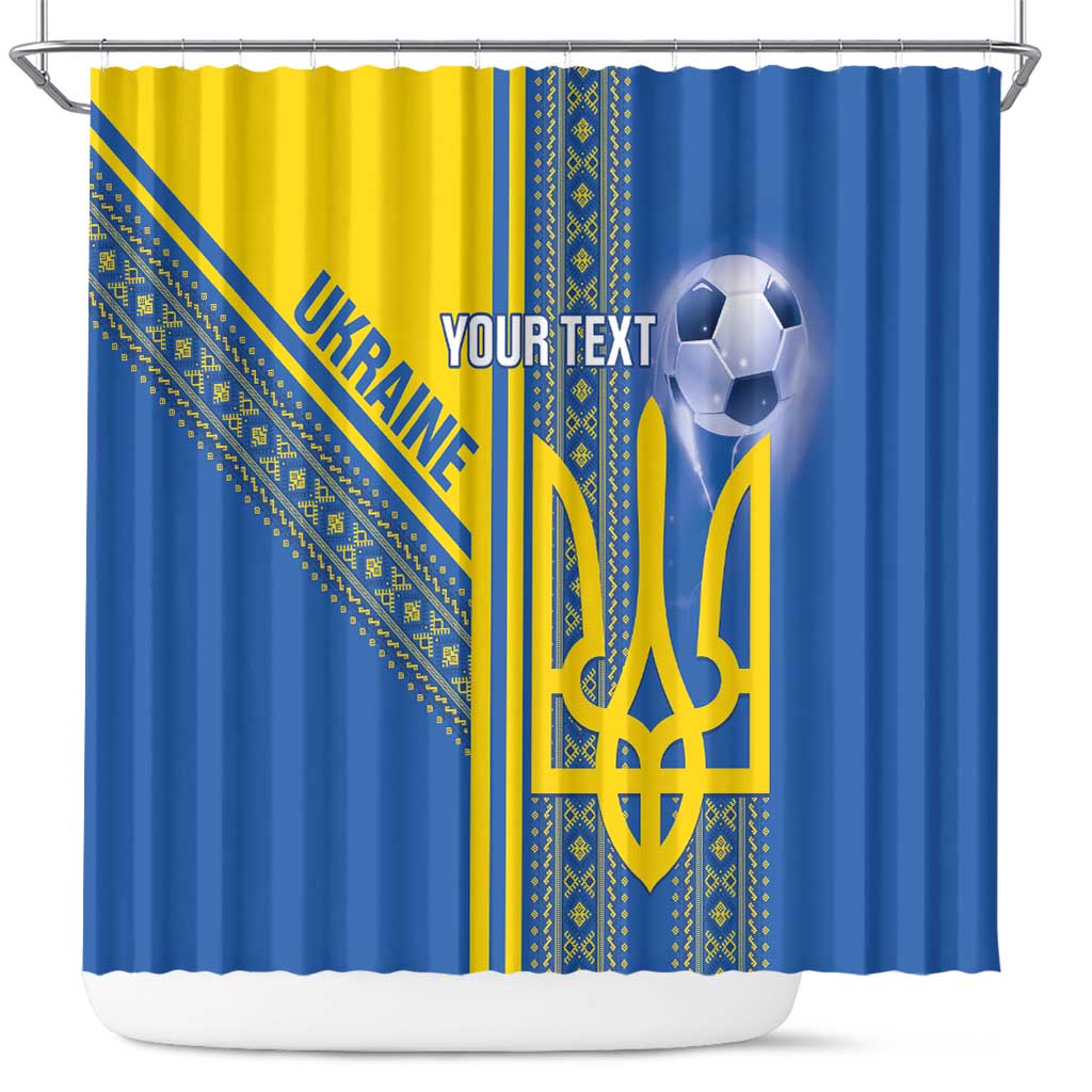 Custom Ukraine Football Shower Curtain Go Blue And Yellow Folk Pattern