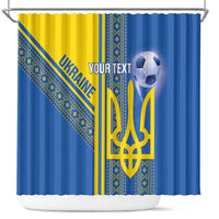 Custom Ukraine Football Shower Curtain Go Blue And Yellow Folk Pattern