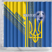 Custom Ukraine Football Shower Curtain Go Blue And Yellow Folk Pattern