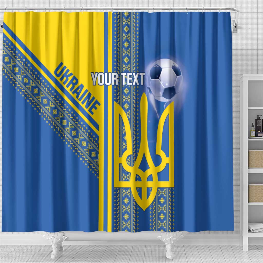 Custom Ukraine Football Shower Curtain Go Blue And Yellow Folk Pattern