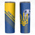 Custom Ukraine Football Skinny Tumbler Go Blue And Yellow Folk Pattern