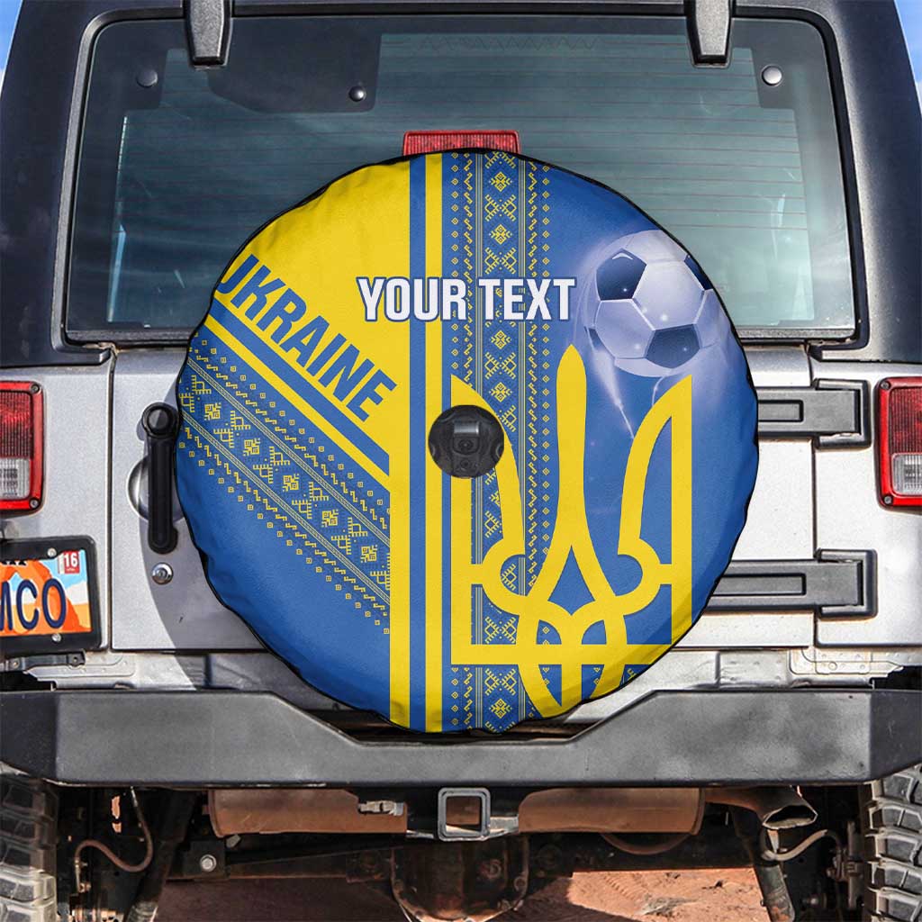 Custom Ukraine Football Spare Tire Cover Go Blue And Yellow Folk Pattern