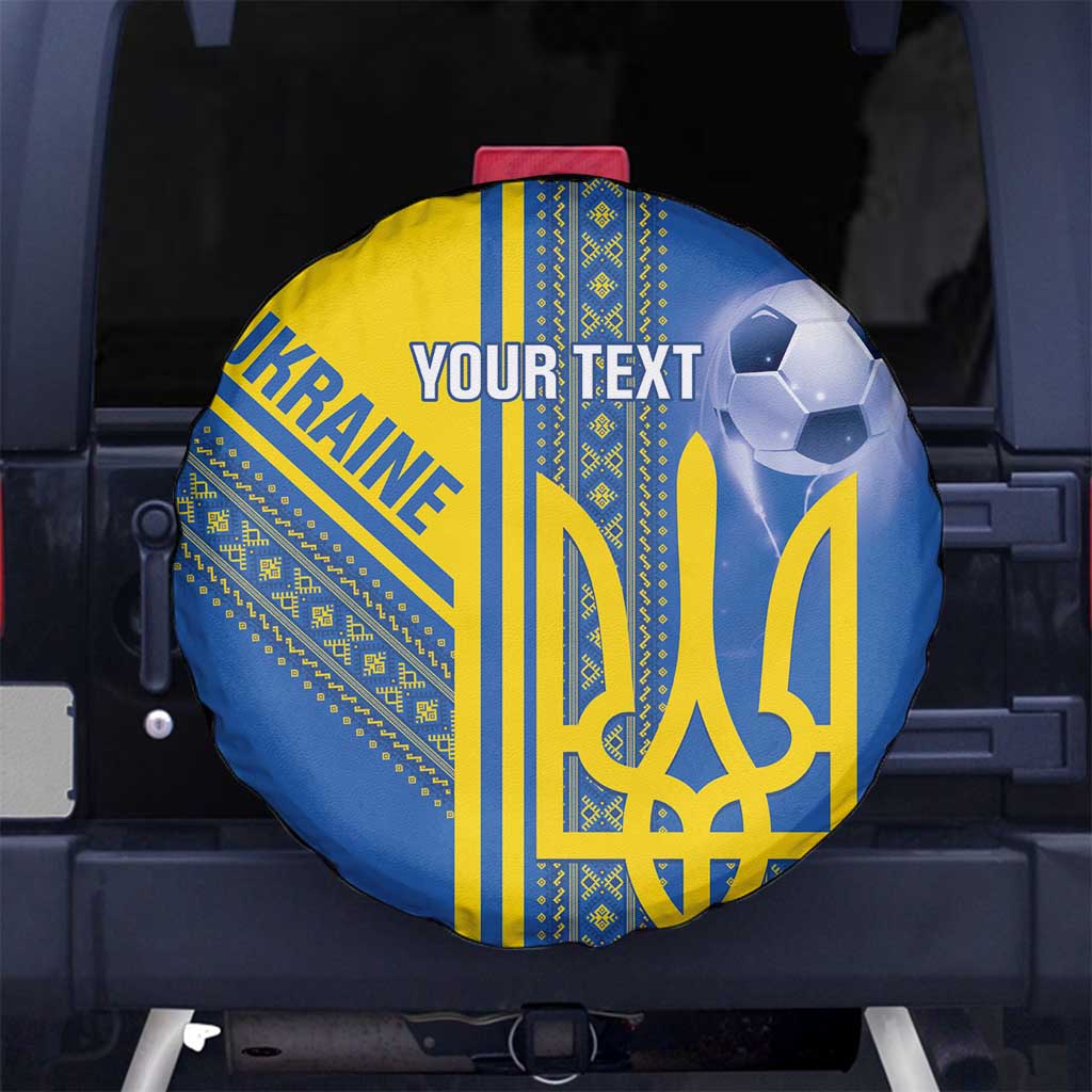 Custom Ukraine Football Spare Tire Cover Go Blue And Yellow Folk Pattern