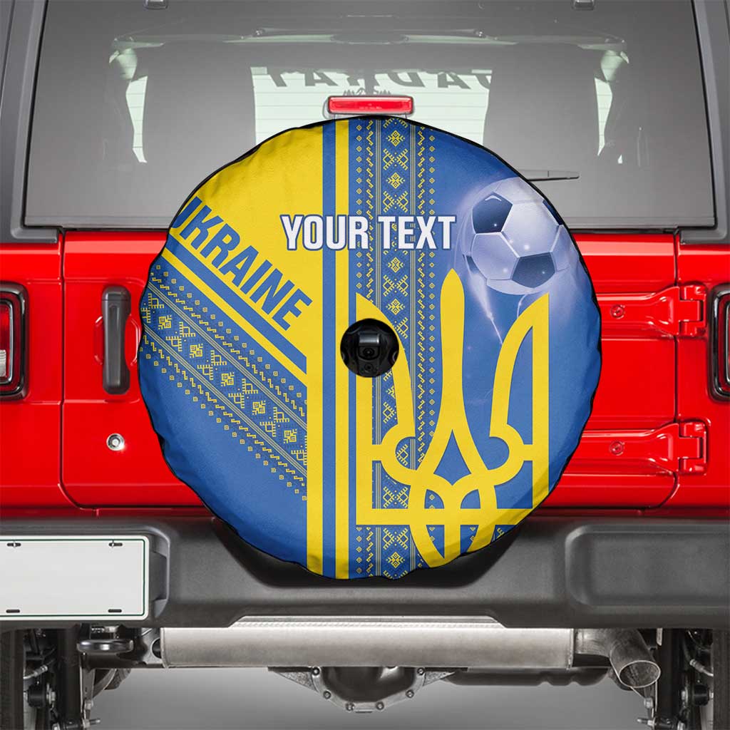 Custom Ukraine Football Spare Tire Cover Go Blue And Yellow Folk Pattern