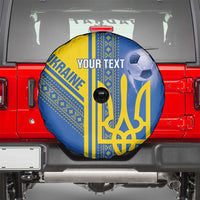 Custom Ukraine Football Spare Tire Cover Go Blue And Yellow Folk Pattern