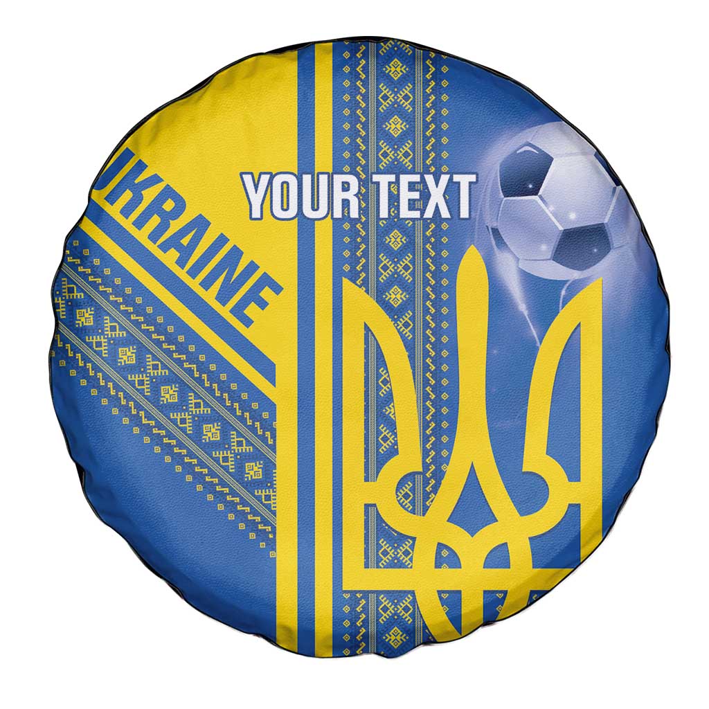 Custom Ukraine Football Spare Tire Cover Go Blue And Yellow Folk Pattern