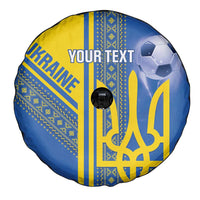 Custom Ukraine Football Spare Tire Cover Go Blue And Yellow Folk Pattern