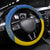 Ukraine Football Steering Wheel Cover Go Blue And Yellow Folk Pattern