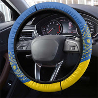 Ukraine Football Steering Wheel Cover Go Blue And Yellow Folk Pattern