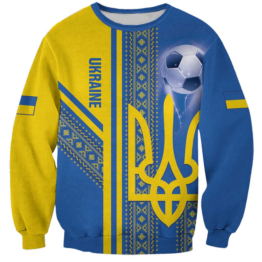 Custom Ukraine Football Sweatshirt Go Blue And Yellow Folk Pattern