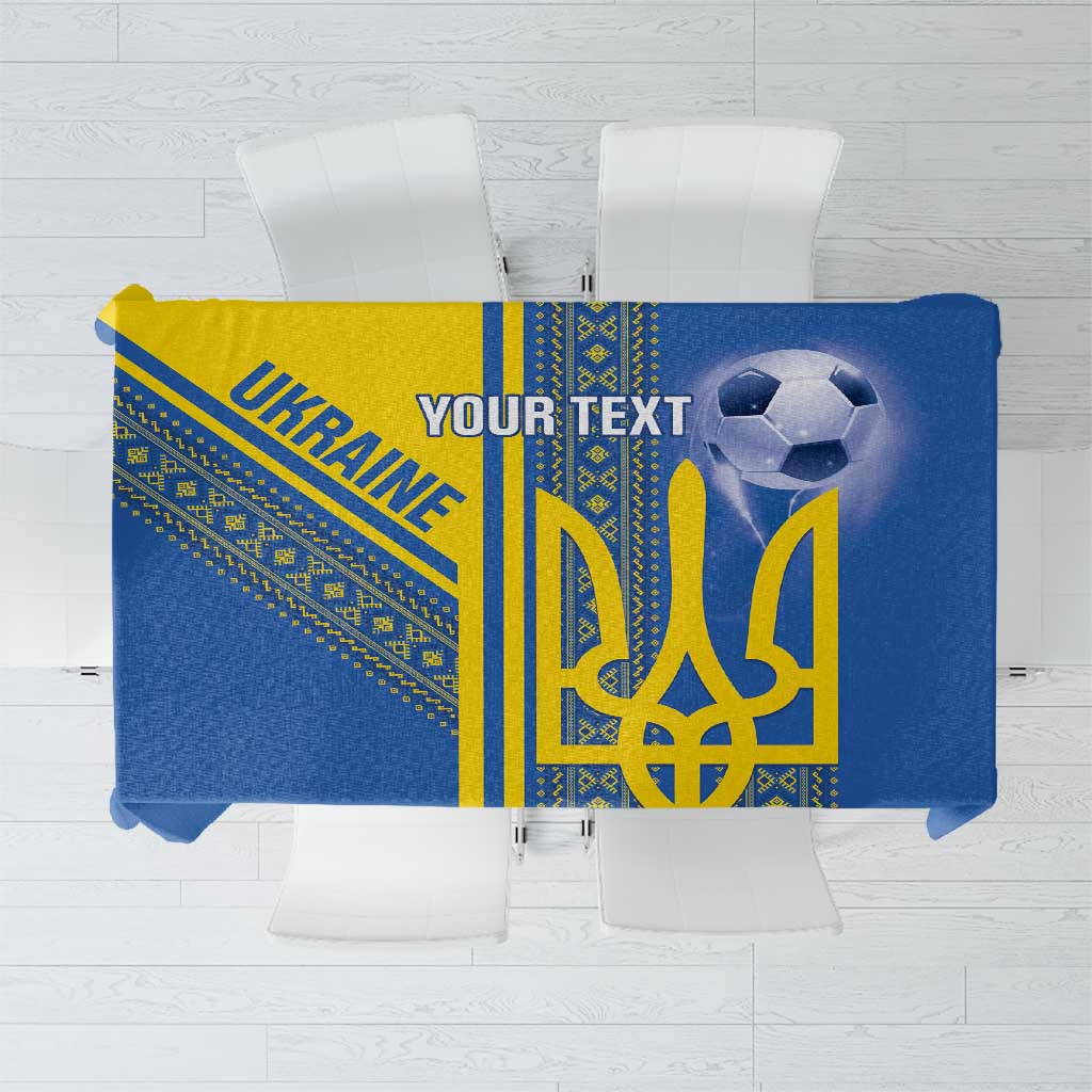 Custom Ukraine Football Tablecloth Go Blue And Yellow Folk Pattern