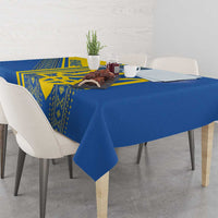 Custom Ukraine Football Tablecloth Go Blue And Yellow Folk Pattern