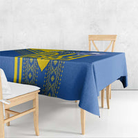 Custom Ukraine Football Tablecloth Go Blue And Yellow Folk Pattern