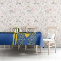 Custom Ukraine Football Tablecloth Go Blue And Yellow Folk Pattern