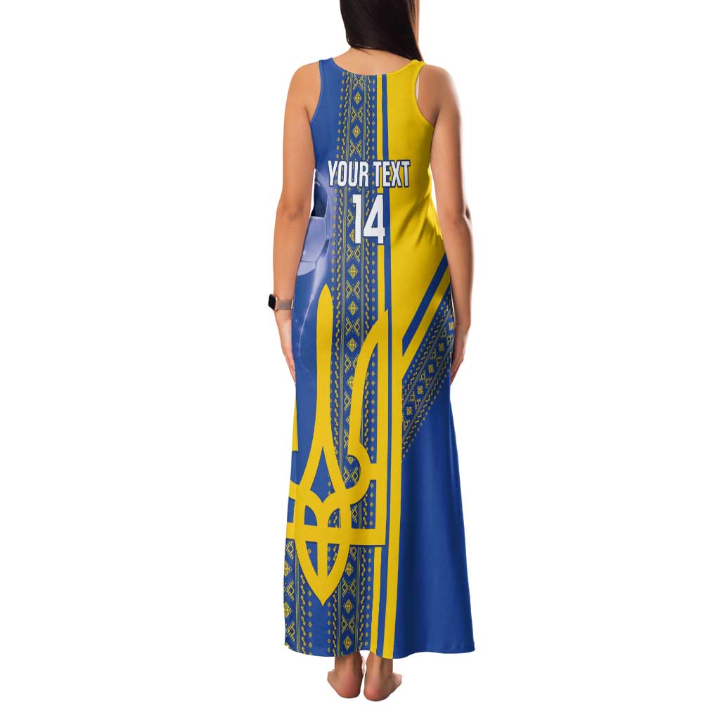 Custom Ukraine Football Tank Maxi Dress Go Blue And Yellow Folk Pattern