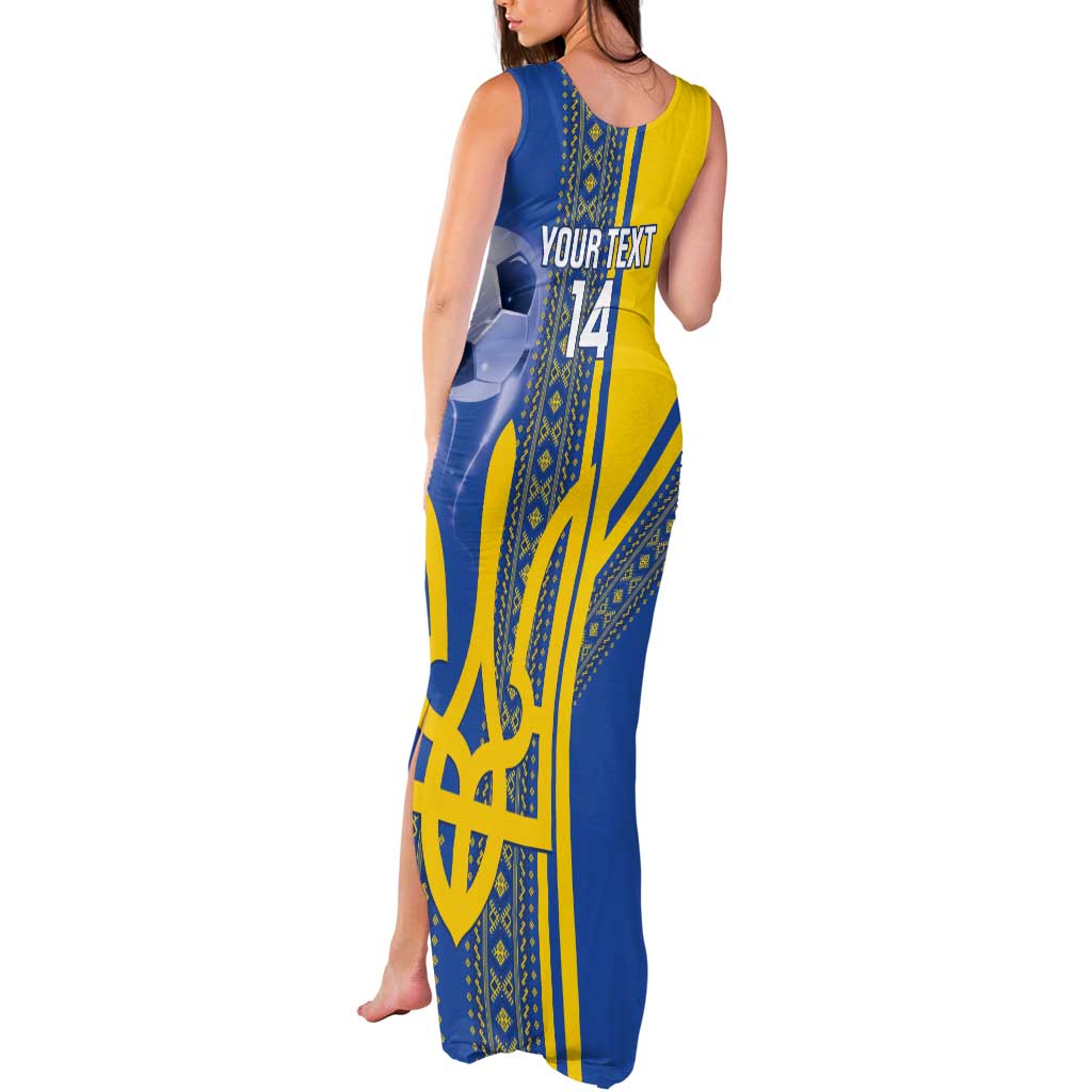 Custom Ukraine Football Tank Maxi Dress Go Blue And Yellow Folk Pattern