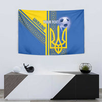 Custom Ukraine Football Tapestry Go Blue And Yellow Folk Pattern