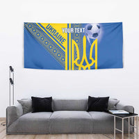 Custom Ukraine Football Tapestry Go Blue And Yellow Folk Pattern