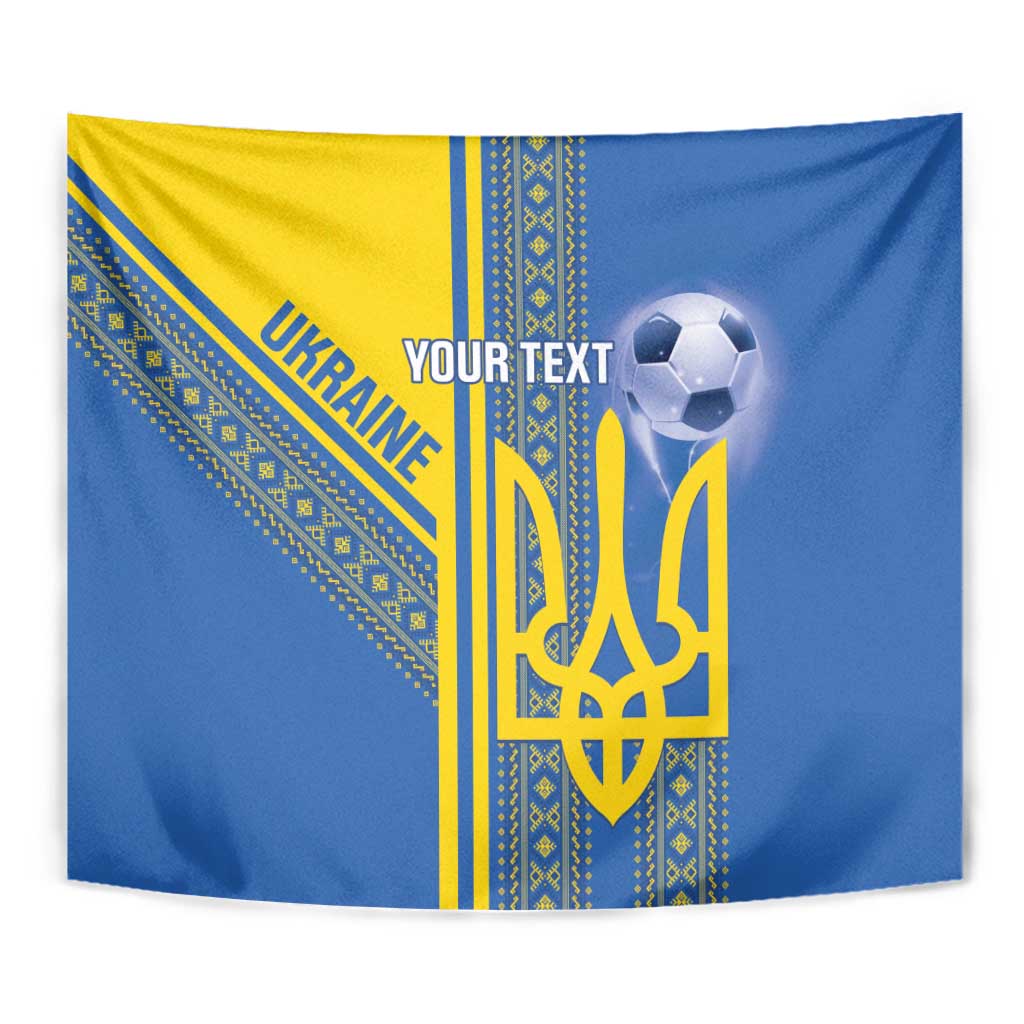 Custom Ukraine Football Tapestry Go Blue And Yellow Folk Pattern