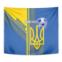 Custom Ukraine Football Tapestry Go Blue And Yellow Folk Pattern
