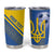 Custom Ukraine Football Tumbler Cup Go Blue And Yellow Folk Pattern
