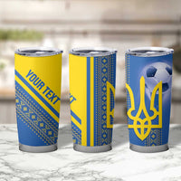 Custom Ukraine Football Tumbler Cup Go Blue And Yellow Folk Pattern