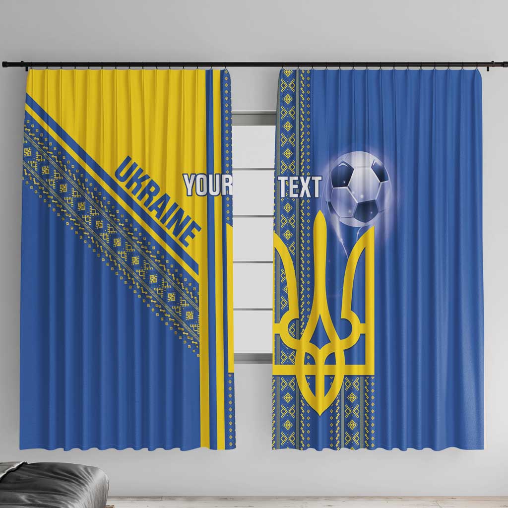 Custom Ukraine Football Window Curtain Go Blue And Yellow Folk Pattern