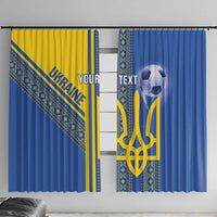 Custom Ukraine Football Window Curtain Go Blue And Yellow Folk Pattern