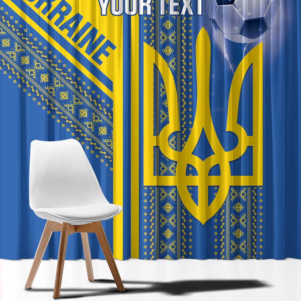 Custom Ukraine Football Window Curtain Go Blue And Yellow Folk Pattern