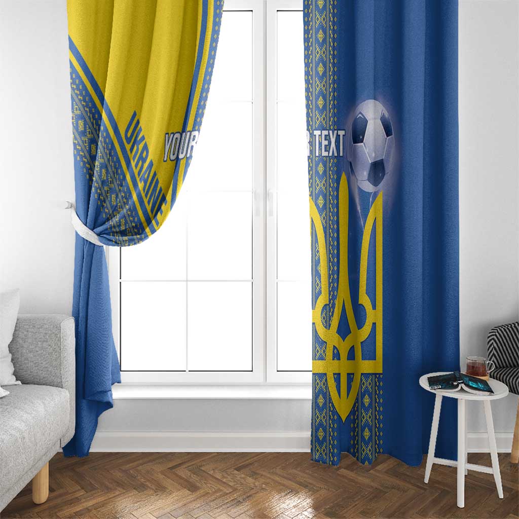 Custom Ukraine Football Window Curtain Go Blue And Yellow Folk Pattern